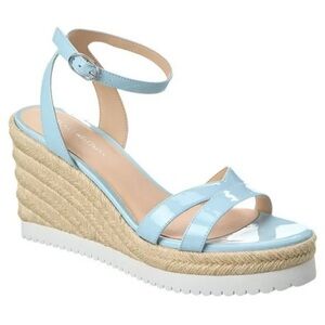 🌹STUART WEITZMAN🌹 Catlina Patent Espadrille Wedge Sandal In Blue Size: 8.5B
